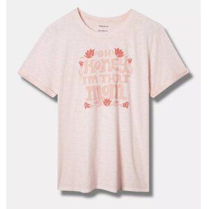 TORRID 3 Plus Size Oh Honey Relaxed Fit Heritage Slub Crew Neck Roll Sleeve Tee